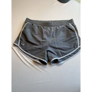 Under Armour Womens Fly By Running Shorts Size Medium M Gray Light Gray Trim UA